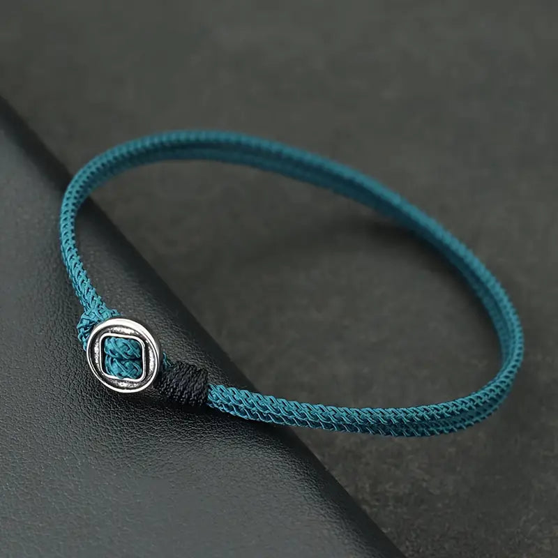 Valcien | Men’s Thin Black Rope Bracelet – Handcrafted Viking-Inspired Charm, Sleek Gift for Him