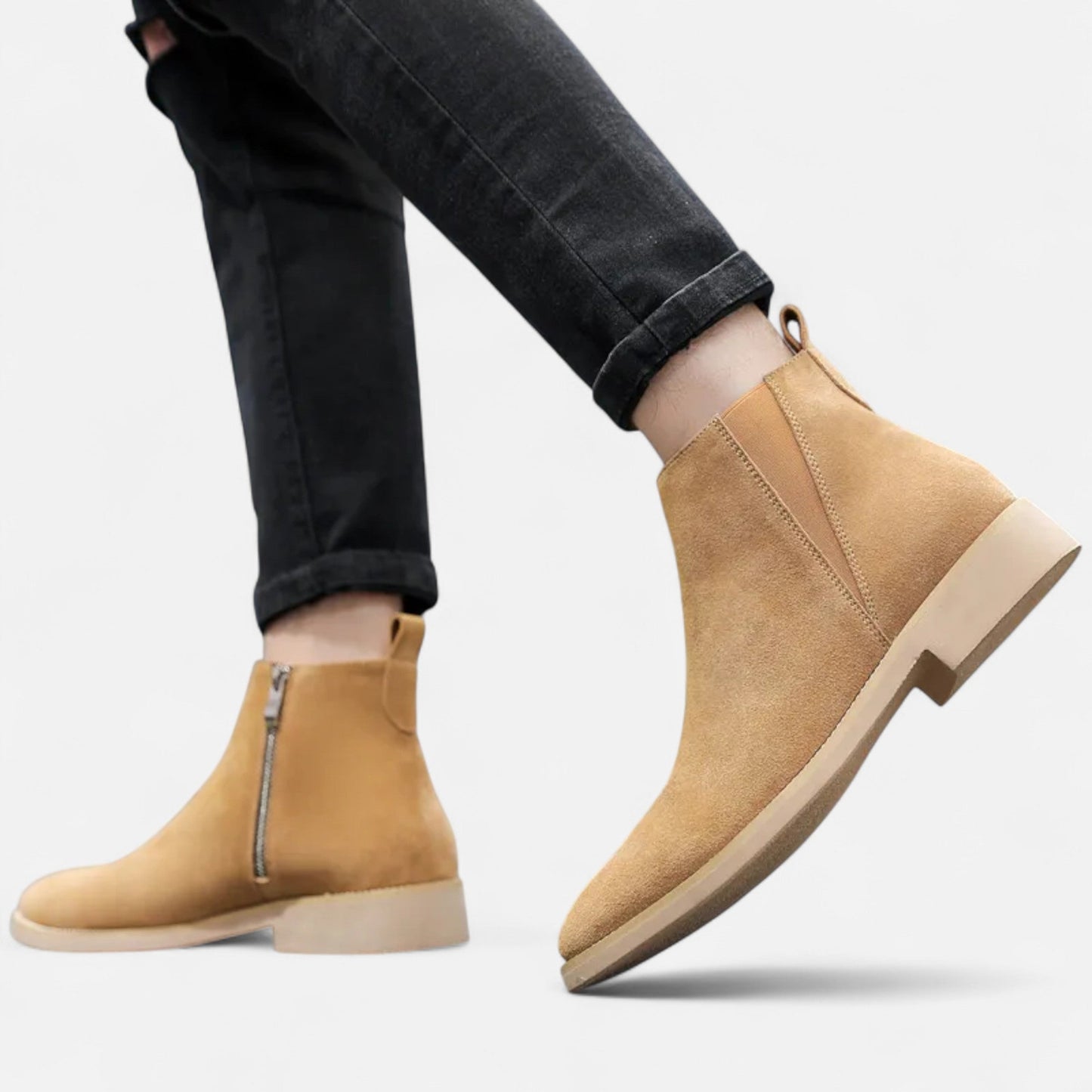 Valcien | Men’s British Suede Mid-Cut Zipper Boots
