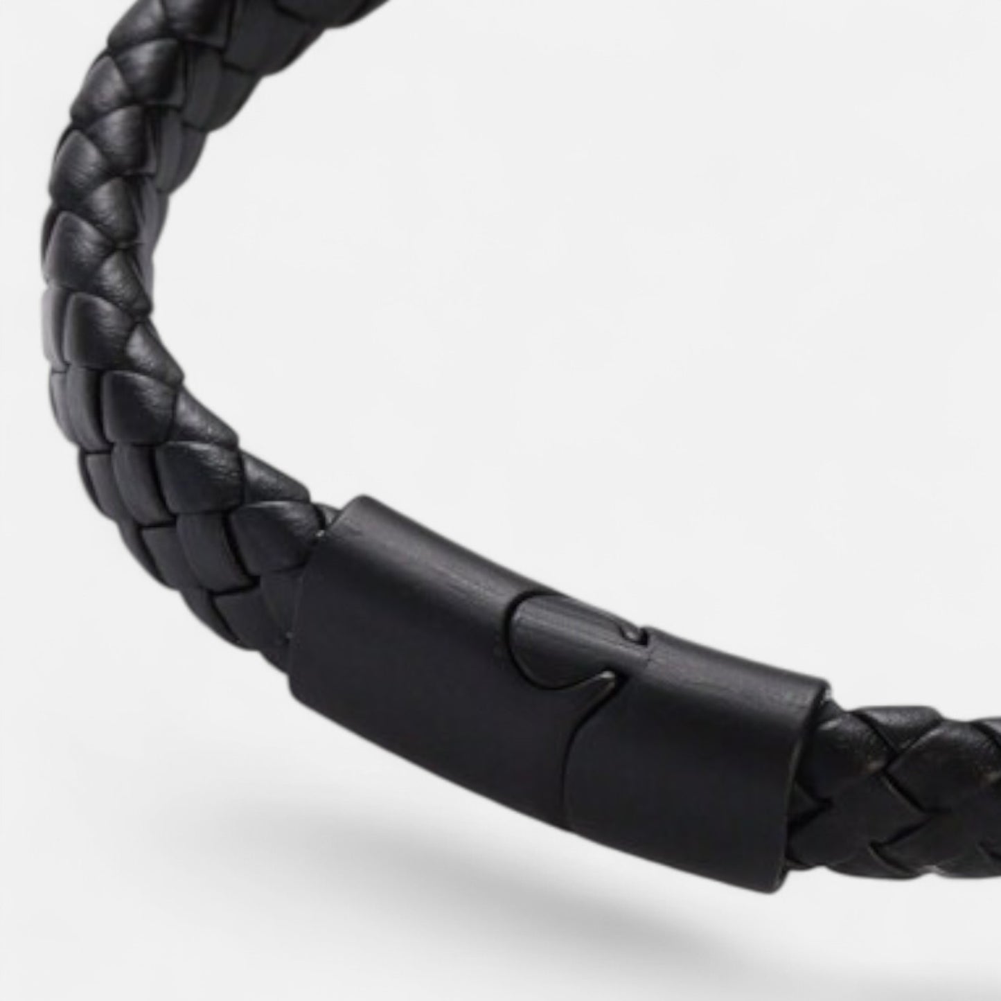 Valcien | Men's Braided Leather Bracelet – Titanium Steel Detail, Rugged Precision