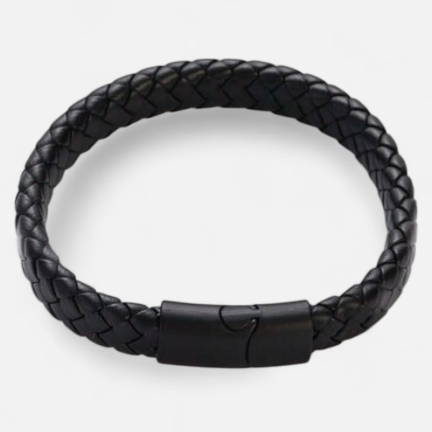 Valcien | Men's Braided Leather Bracelet – Titanium Steel Detail, Rugged Precision