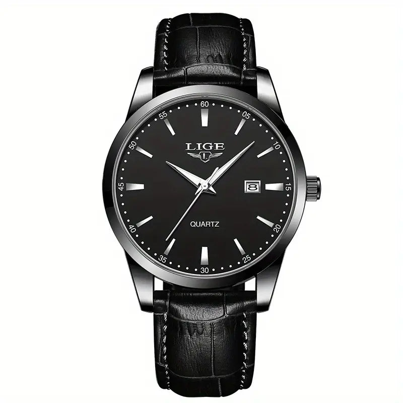 Valcien | Unisex Quartz Business Watch – Simple Faux Leather Band, Luminous Hands, Single Calendar