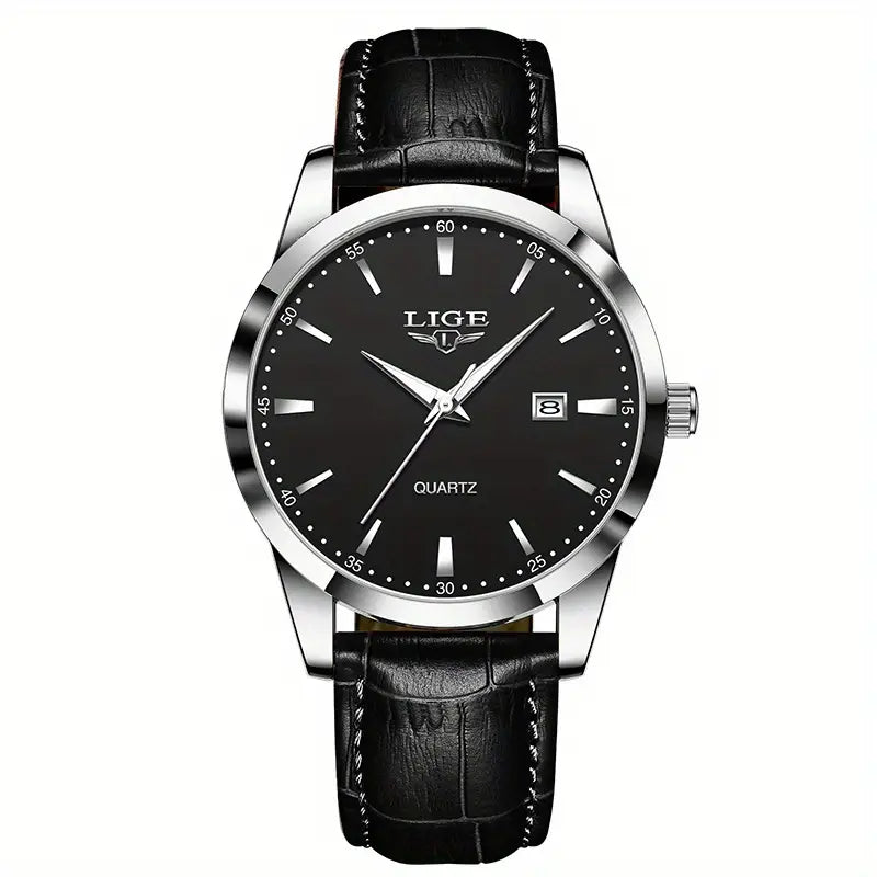 Valcien | Unisex Quartz Business Watch – Simple Faux Leather Band, Luminous Hands, Single Calendar