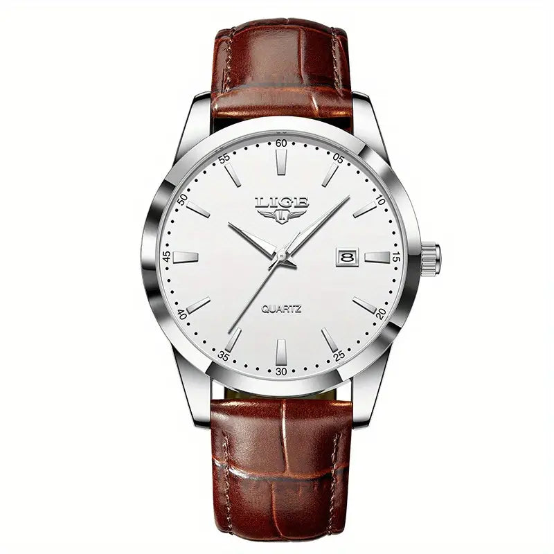 Valcien | Unisex Quartz Business Watch – Simple Faux Leather Band, Luminous Hands, Single Calendar