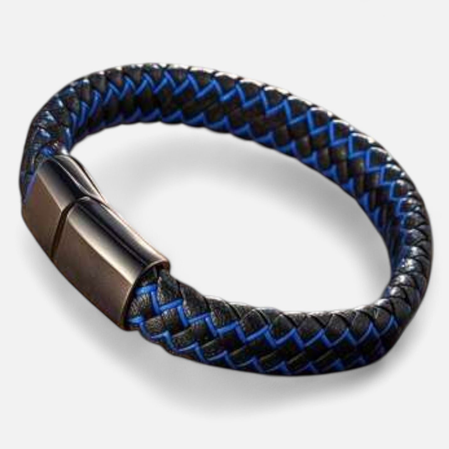Valcien | Men's Braided Leather Bracelet – Titanium Steel Detail, Rugged Precision