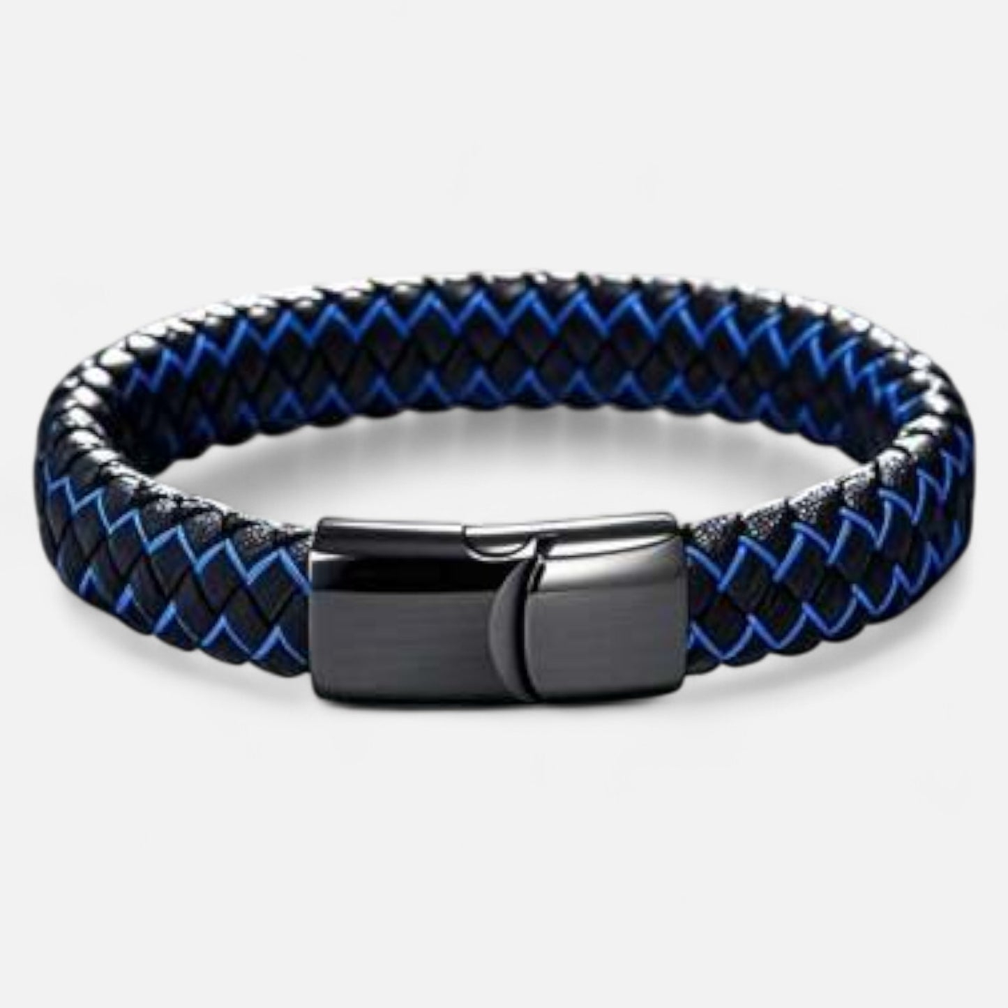 Valcien | Men's Braided Leather Bracelet – Titanium Steel Detail, Rugged Precision