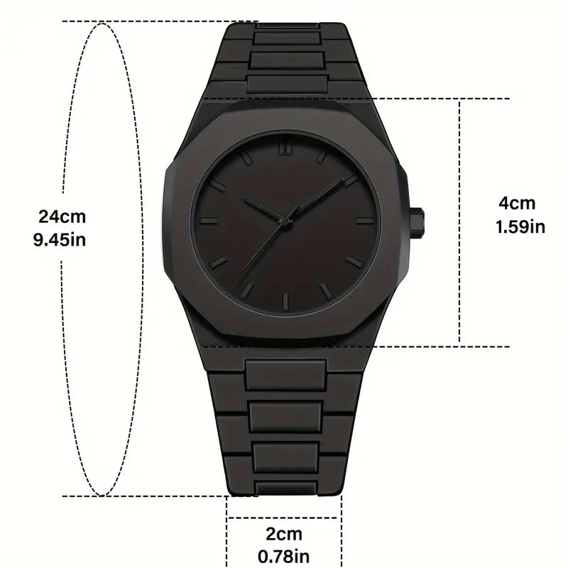 Valcien | Black Men's Business Quartz Watch – Lightweight Plastic Build, Round Dial Pointer Display