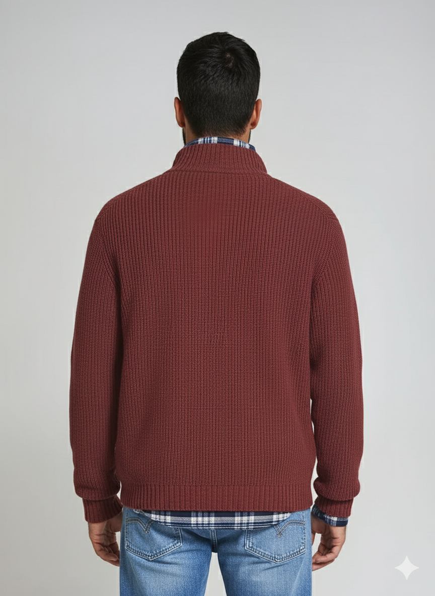 Men’s Winter Half-Zip Sweater | Classic Trucker Style