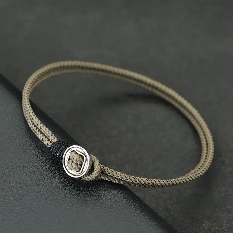 Valcien | Men’s Thin Black Rope Bracelet – Handcrafted Viking-Inspired Charm, Sleek Gift for Him