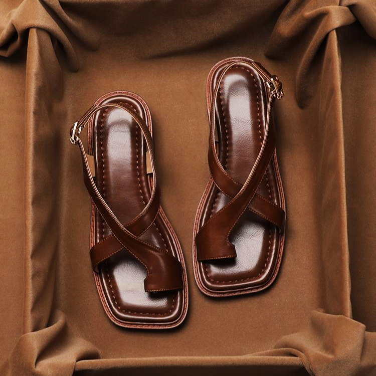Valcien | Italian Leather Cross Sandals