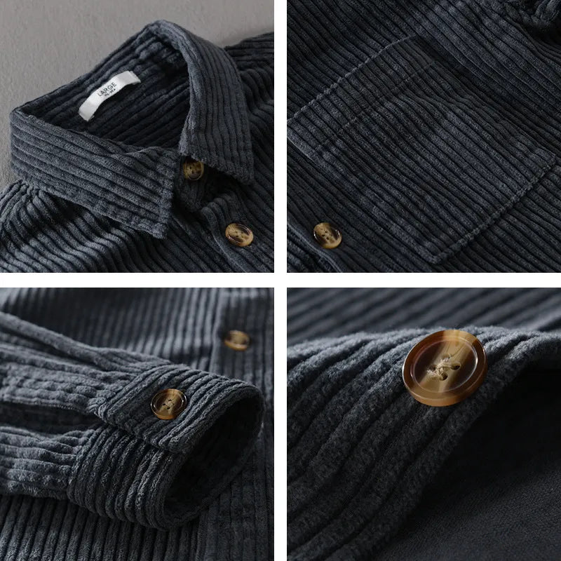 Men’s Ribbed Button-Up Shirt – Clean Lines, Timeless Versatility