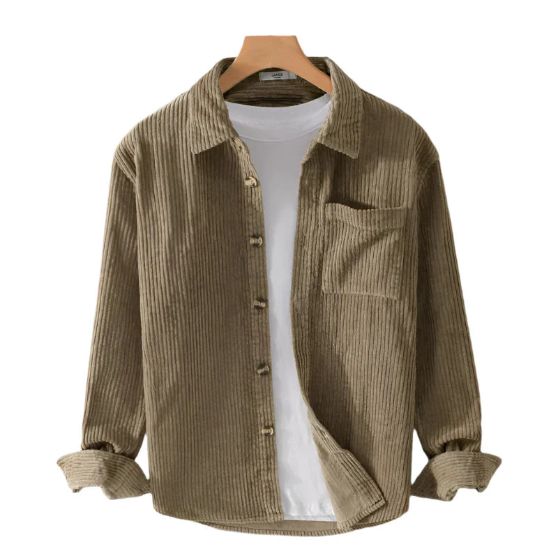 Men’s Ribbed Button-Up Shirt – Clean Lines, Timeless Versatility
