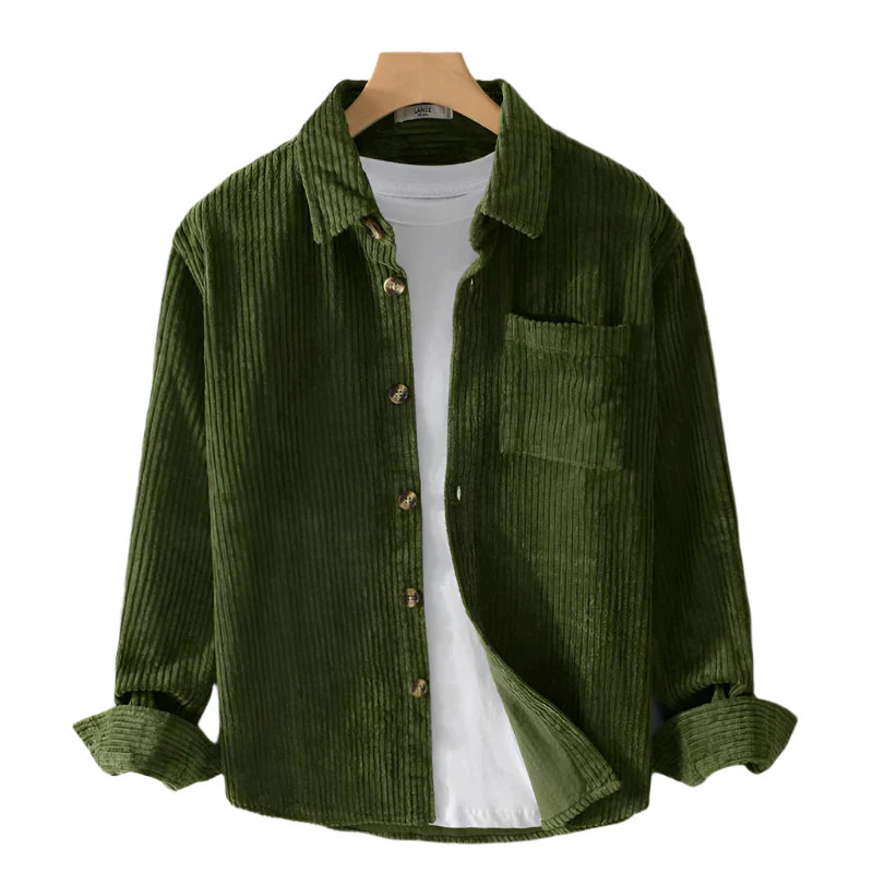 Men’s Ribbed Button-Up Shirt – Clean Lines, Timeless Versatility