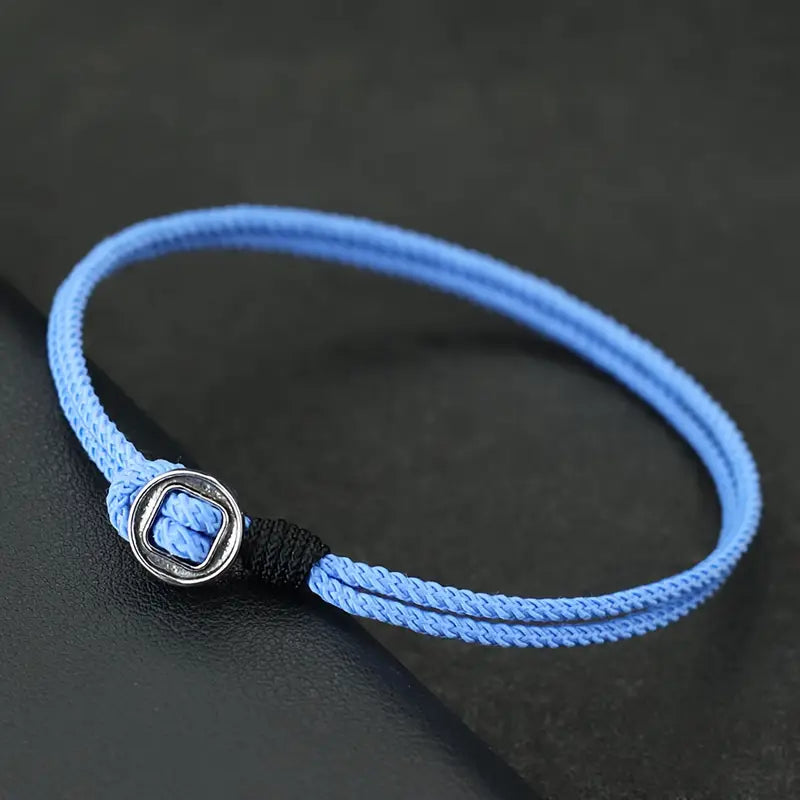 Valcien | Men’s Thin Black Rope Bracelet – Handcrafted Viking-Inspired Charm, Sleek Gift for Him
