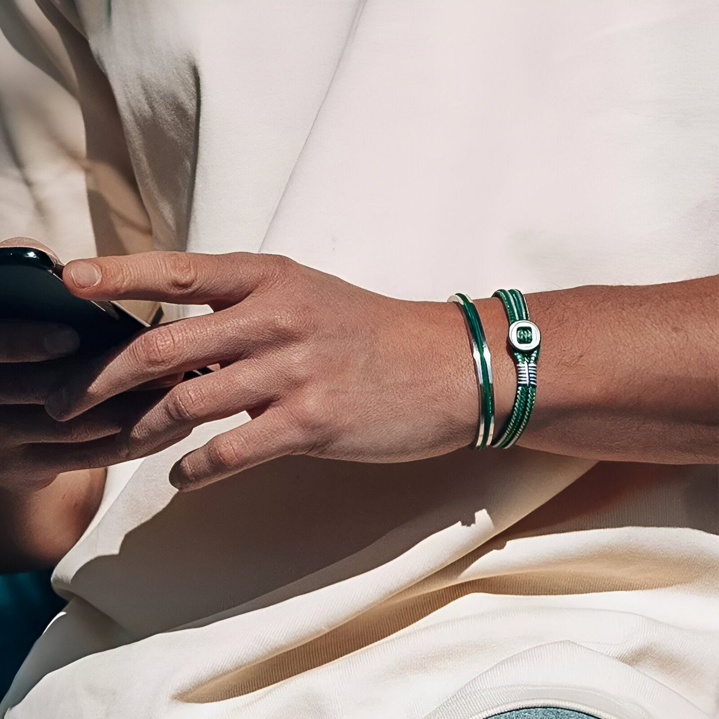 Valcien | Personalized Stainless Steel Cuff Bracelet With Integrated Cord