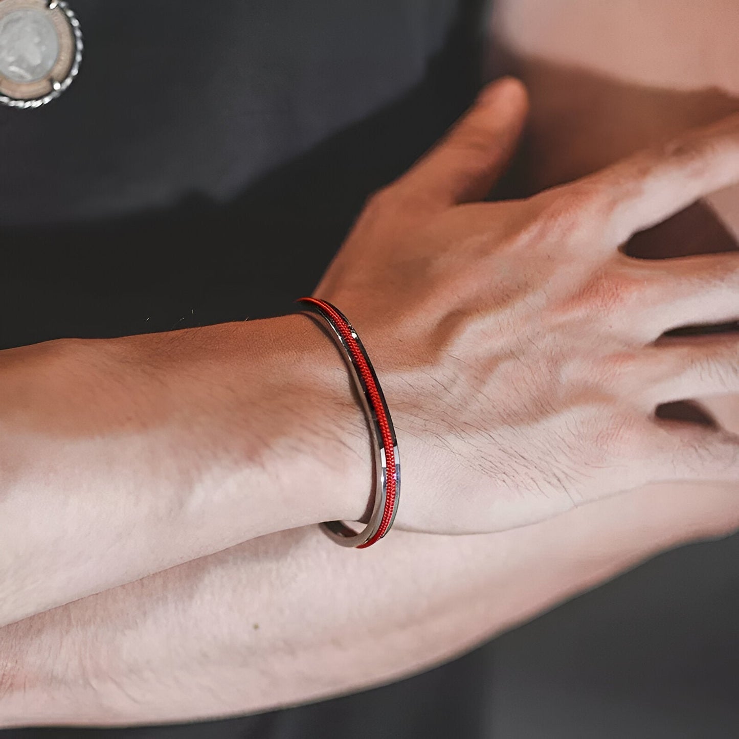 Valcien | Personalized Stainless Steel Cuff Bracelet With Integrated Cord
