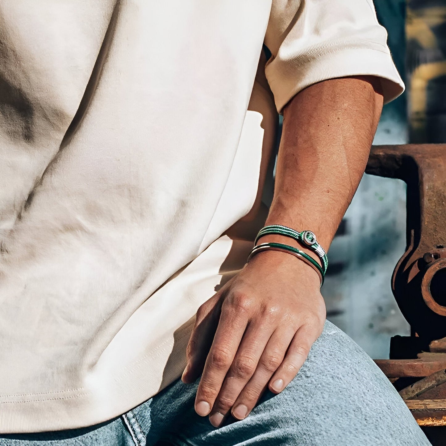 Valcien | Personalized Stainless Steel Cuff Bracelet With Integrated Cord