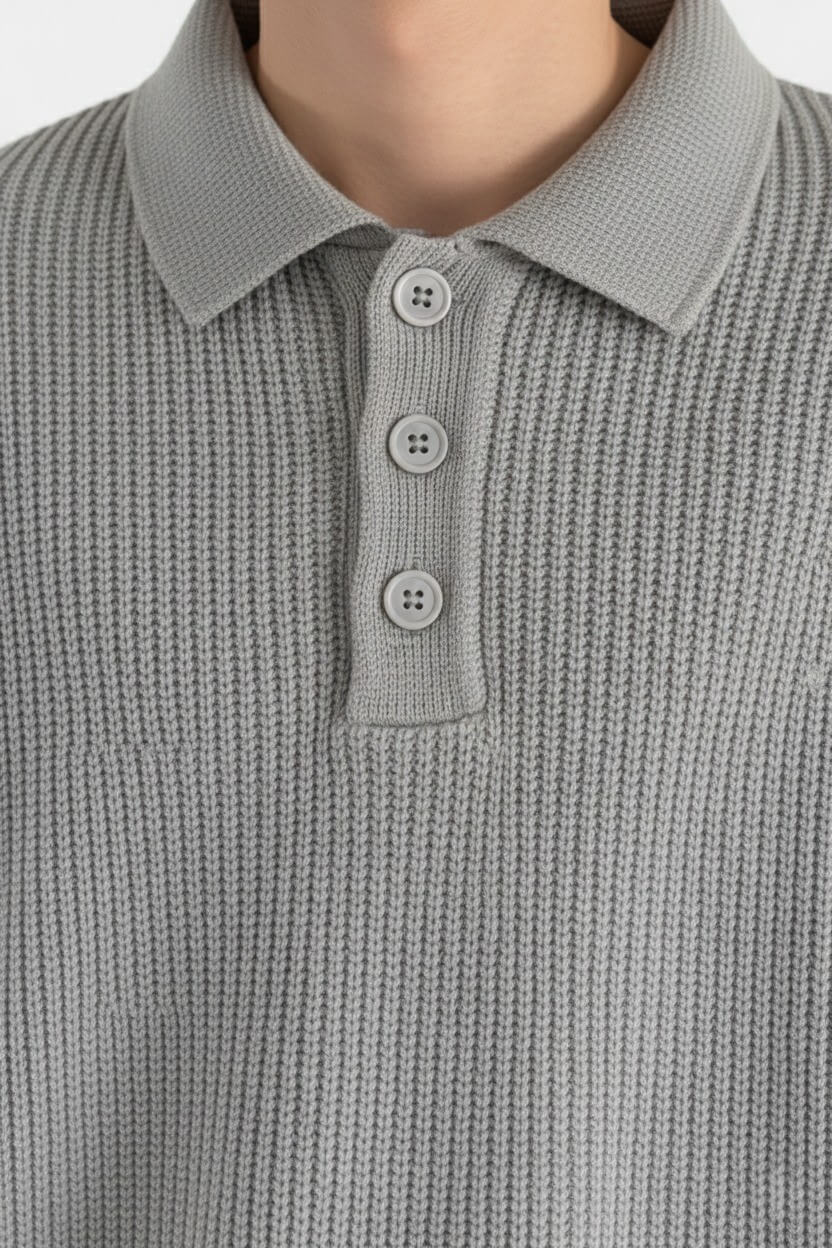 Valcien | Men’s Knitted Jumper – Loose Polo Collar Autumn Winter
