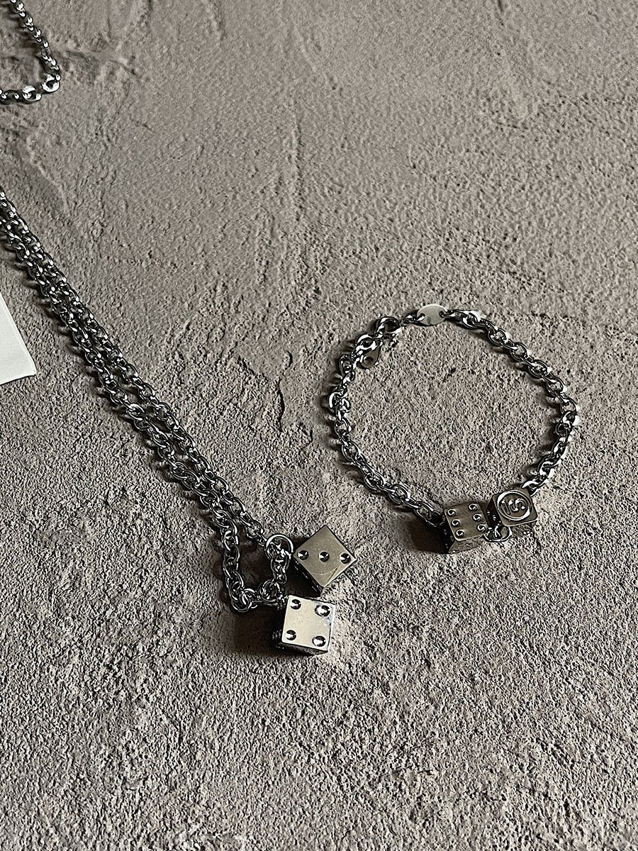 Men’s Dice Bracelet – Stainless Steel Lucky Charm Wristband