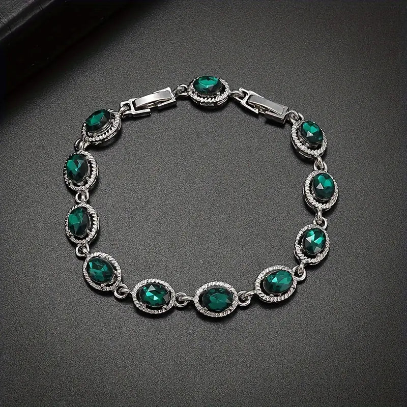 Valcien | Elegant Leaf Tennis Bracelet – Zirconia, Unisex Wedding & Party Jewelry