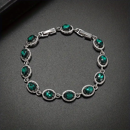 Valcien | Elegant Leaf Tennis Bracelet – Zirconia, Unisex Wedding & Party Jewelry