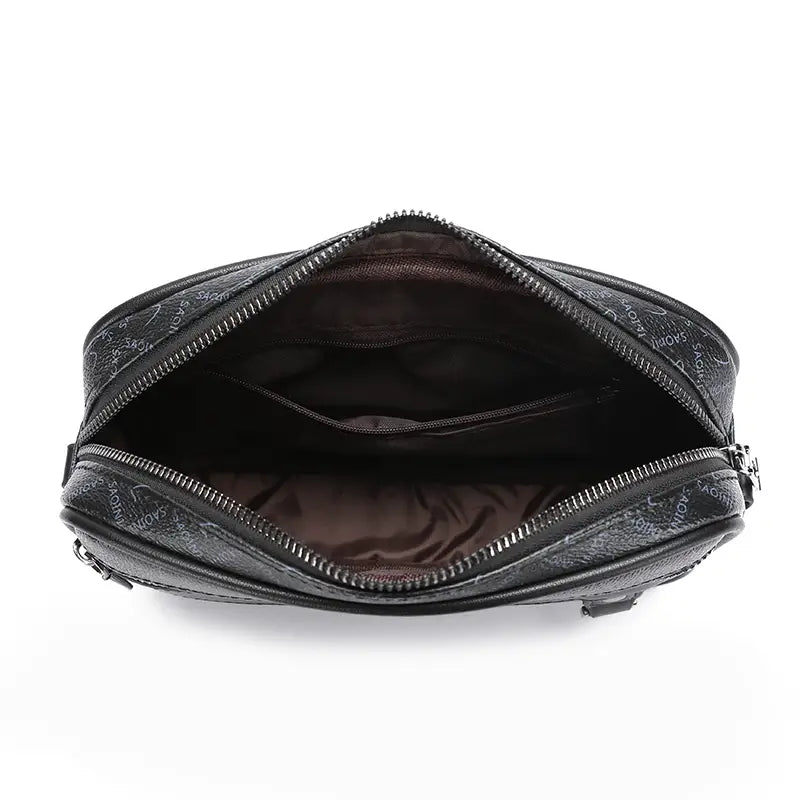 Valcien | Men's Stylish PU Leather Crossbody Bag – Solid Color, Zipper Shoulder Travel Bag