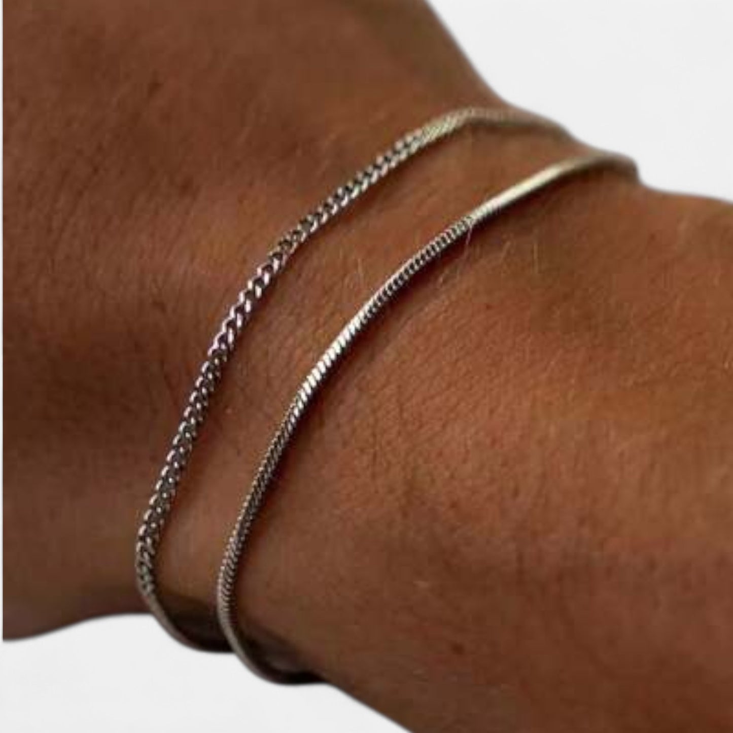 Valcien | Men's Minimalist Bracelet Set – Silver-Tone Steel, Sporty Versatility (2pcs)
