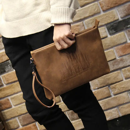 Valcien | Men’s Light Beige Clutch – Large Capacity Envelope Bag, Korean Style Double Pouch Handbag