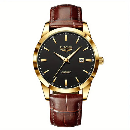Valcien | Unisex Quartz Business Watch – Simple Faux Leather Band, Luminous Hands, Single Calendar