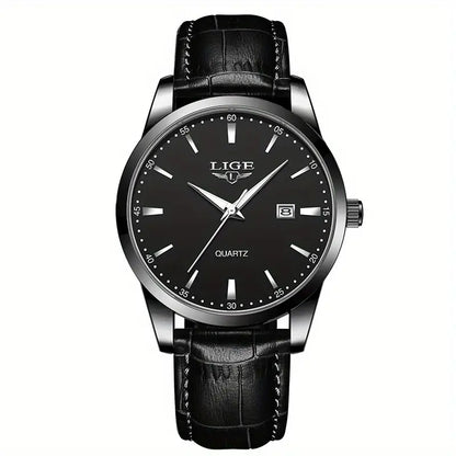 Valcien | Unisex Quartz Business Watch – Simple Faux Leather Band, Luminous Hands, Single Calendar