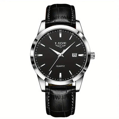 Valcien | Unisex Quartz Business Watch – Simple Faux Leather Band, Luminous Hands, Single Calendar