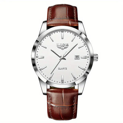 Valcien | Unisex Quartz Business Watch – Simple Faux Leather Band, Luminous Hands, Single Calendar