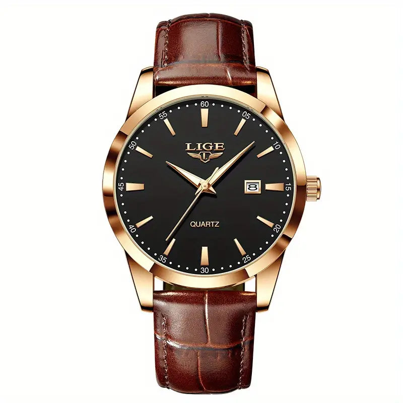 Valcien | Unisex Quartz Business Watch – Simple Faux Leather Band, Luminous Hands, Single Calendar
