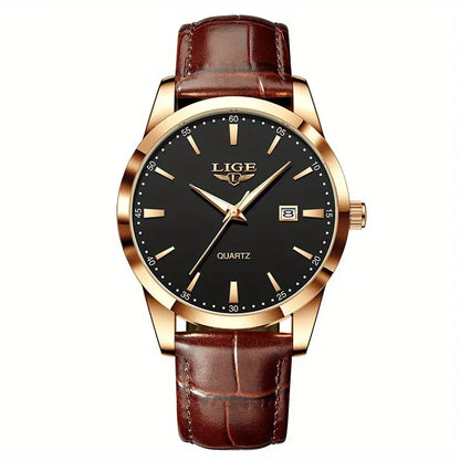 Valcien | Unisex Quartz Business Watch – Simple Faux Leather Band, Luminous Hands, Single Calendar