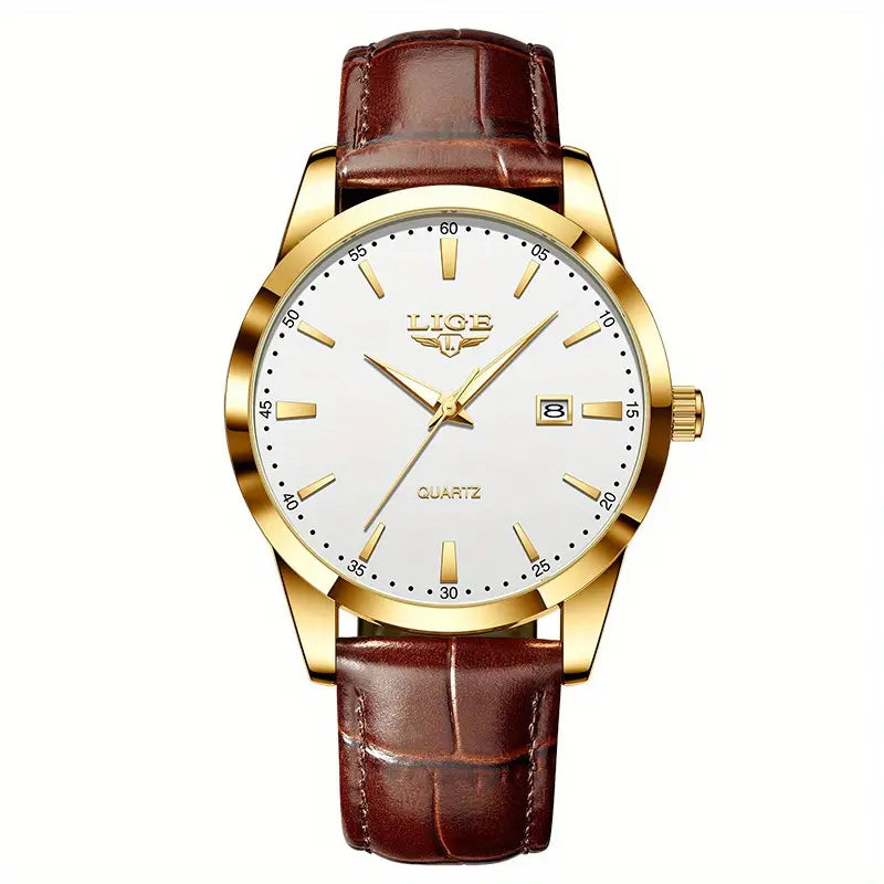Valcien | Unisex Quartz Business Watch – Simple Faux Leather Band, Luminous Hands, Single Calendar