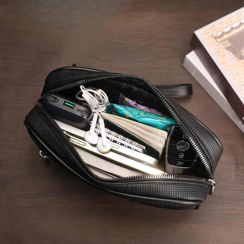 Valcien | Men's Travel Clutch Wallet – Large Capacity PU Leather Commuter Handbag