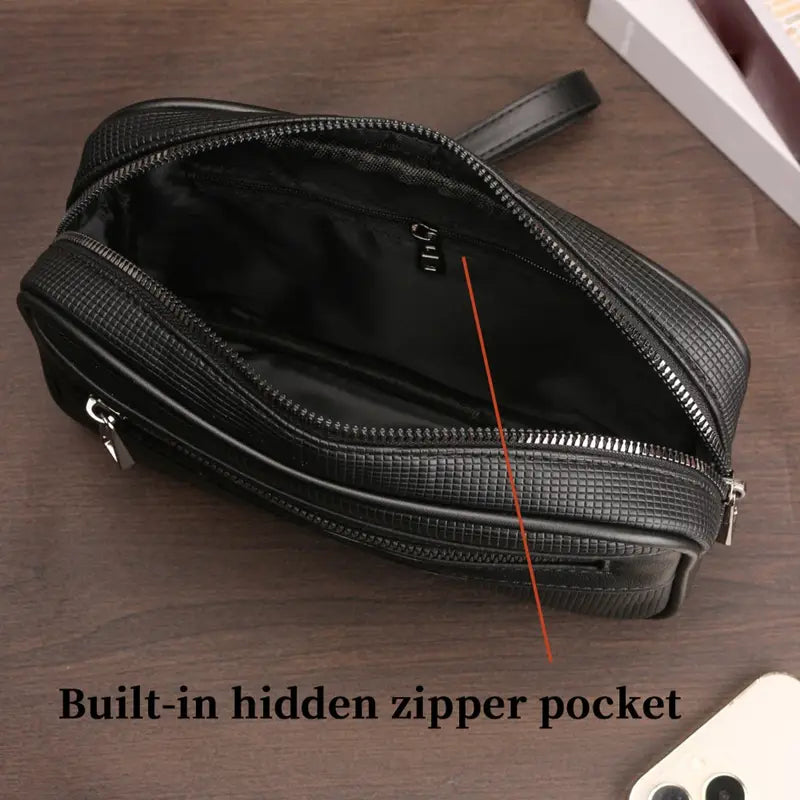 Valcien | Men's Travel Clutch Wallet – Large Capacity PU Leather Commuter Handbag