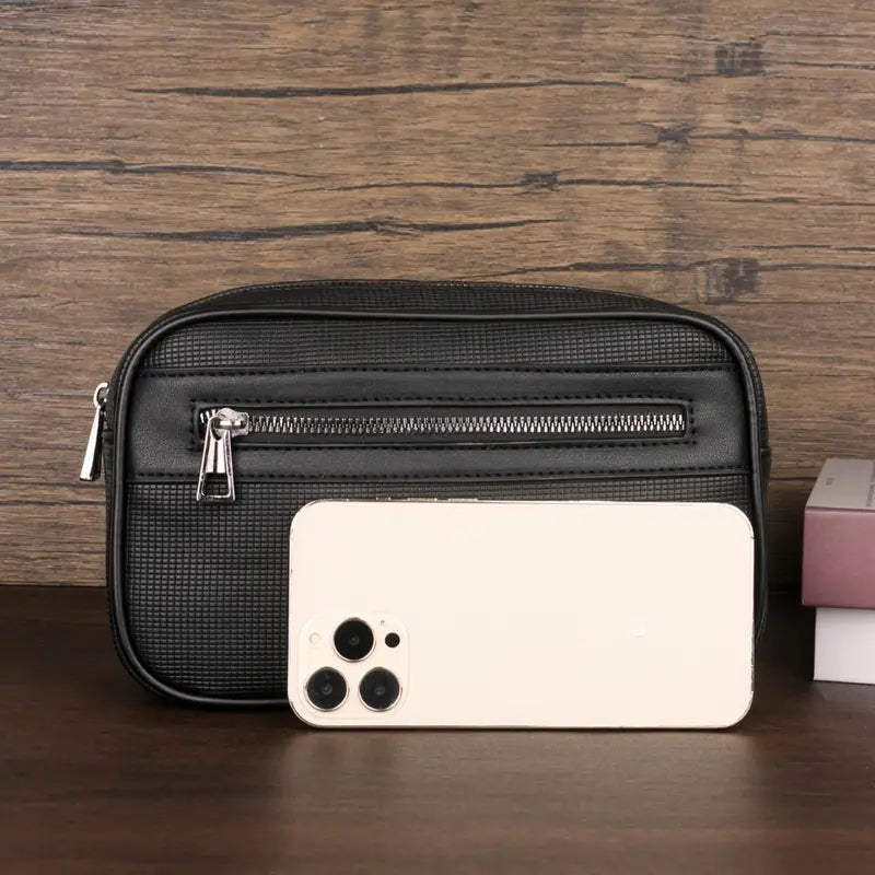Valcien | Men's Travel Clutch Wallet – Large Capacity PU Leather Commuter Handbag