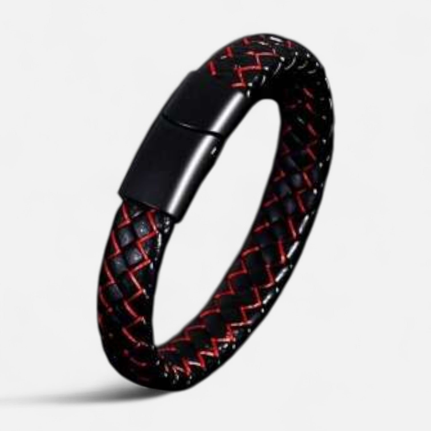 Valcien | Men's Braided Leather Bracelet – Titanium Steel Detail, Rugged Precision