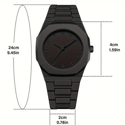 Valcien | Black Men's Business Quartz Watch – Lightweight Plastic Build, Round Dial Pointer Display