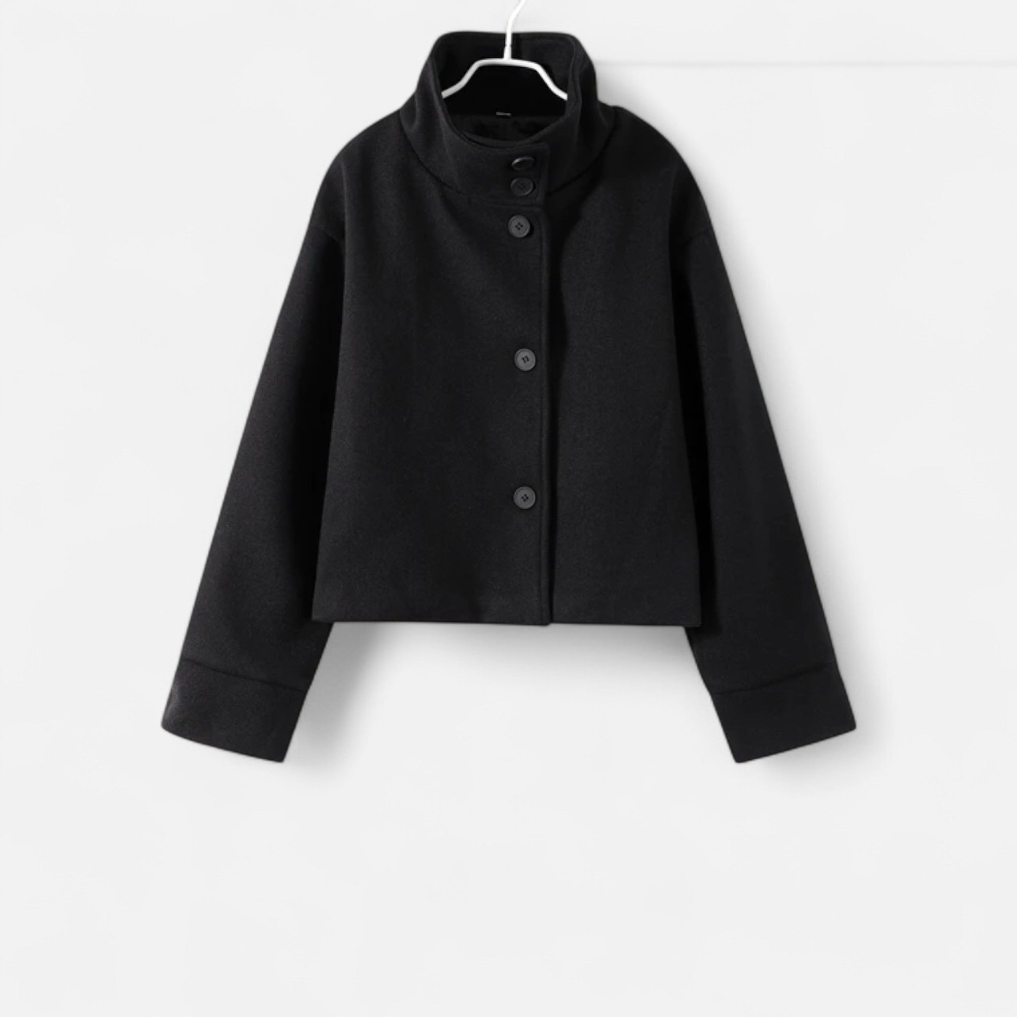 Women’s High Neck Short Winter Coat | Double Breasted Design