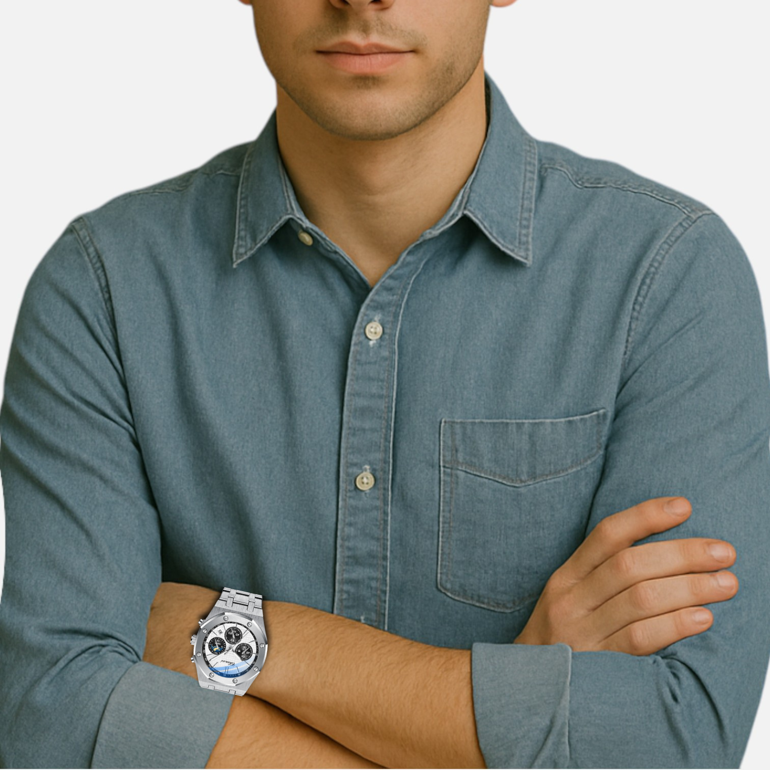 Valcien | Men's Chronograph Moon Phase Watch – Quartz Movement, Waterproof Design
