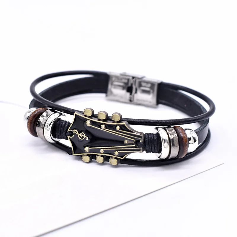 Valcien | Vintage Music Guitar Leather Bracelet