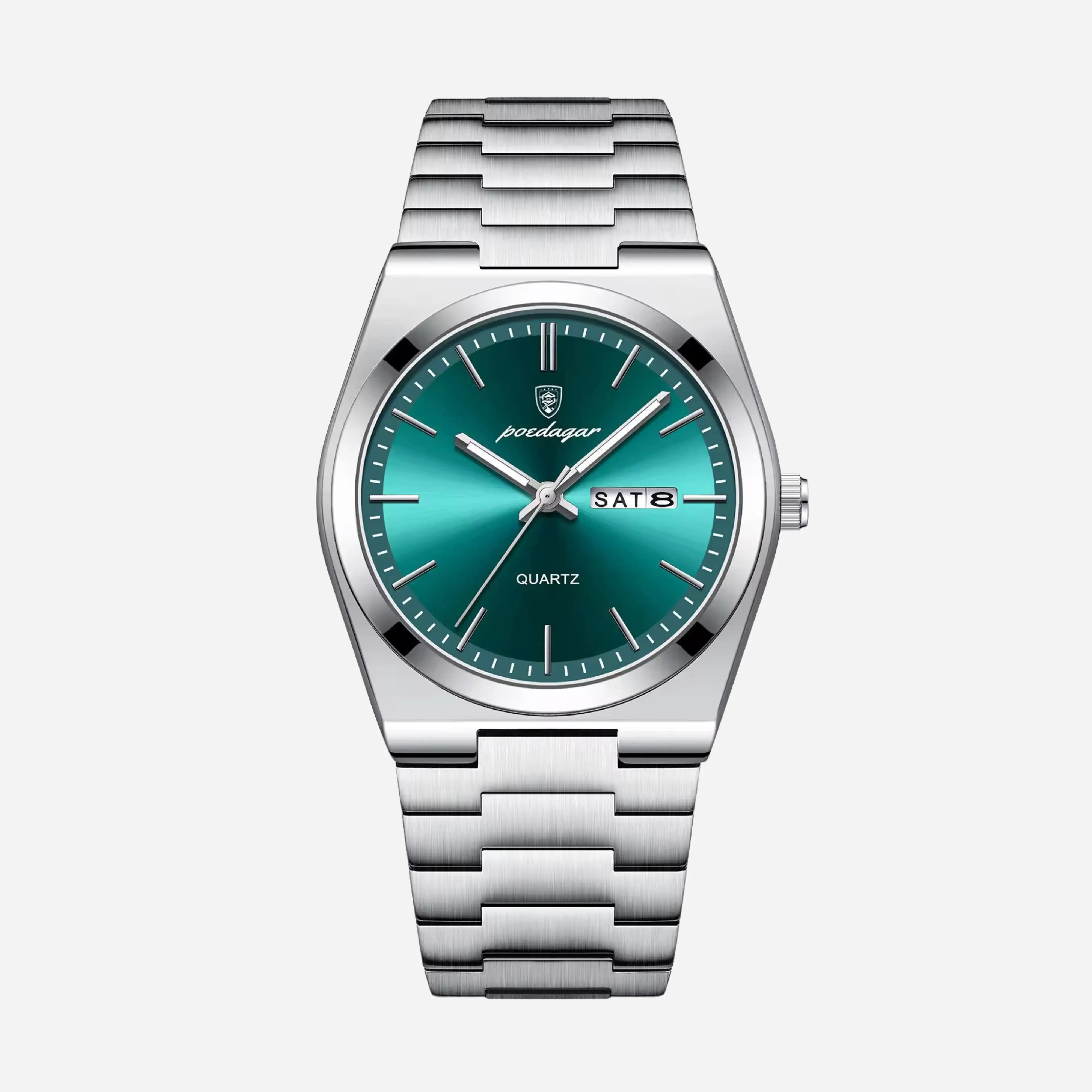 Prodagar Silver Classic | Men’s Stainless Steel Watch | Day-Date Display
