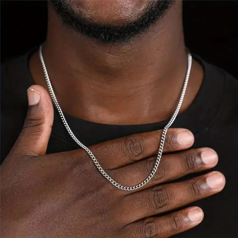 Valcien | Men’s 3mm Titanium Necklace – Minimalist Hypoallergenic Chain, Durable & Tarnish-Resistant