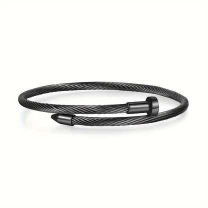Stainless Steel Nail Bracelet – Creative Open Cuff Design for Daily Wear | Valcien