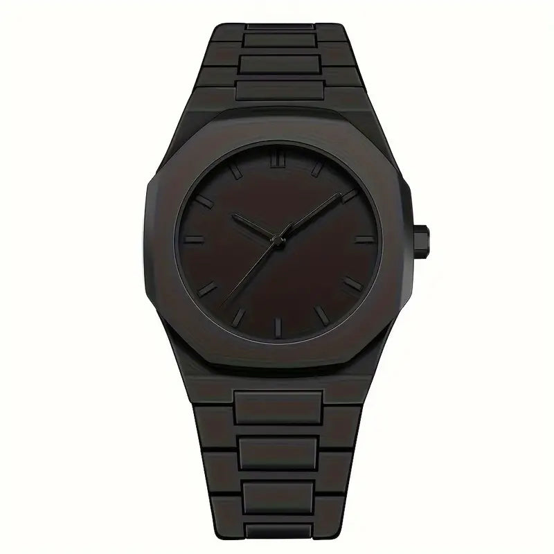 Valcien | Black Men's Business Quartz Watch – Lightweight Plastic Build, Round Dial Pointer Display