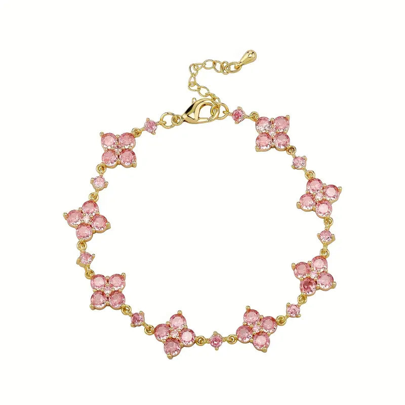Valcien | 12mm Iced-Out Lucky Star Infinity Bracelet – Green Pink Black CZ Hip Hop Chain for Men