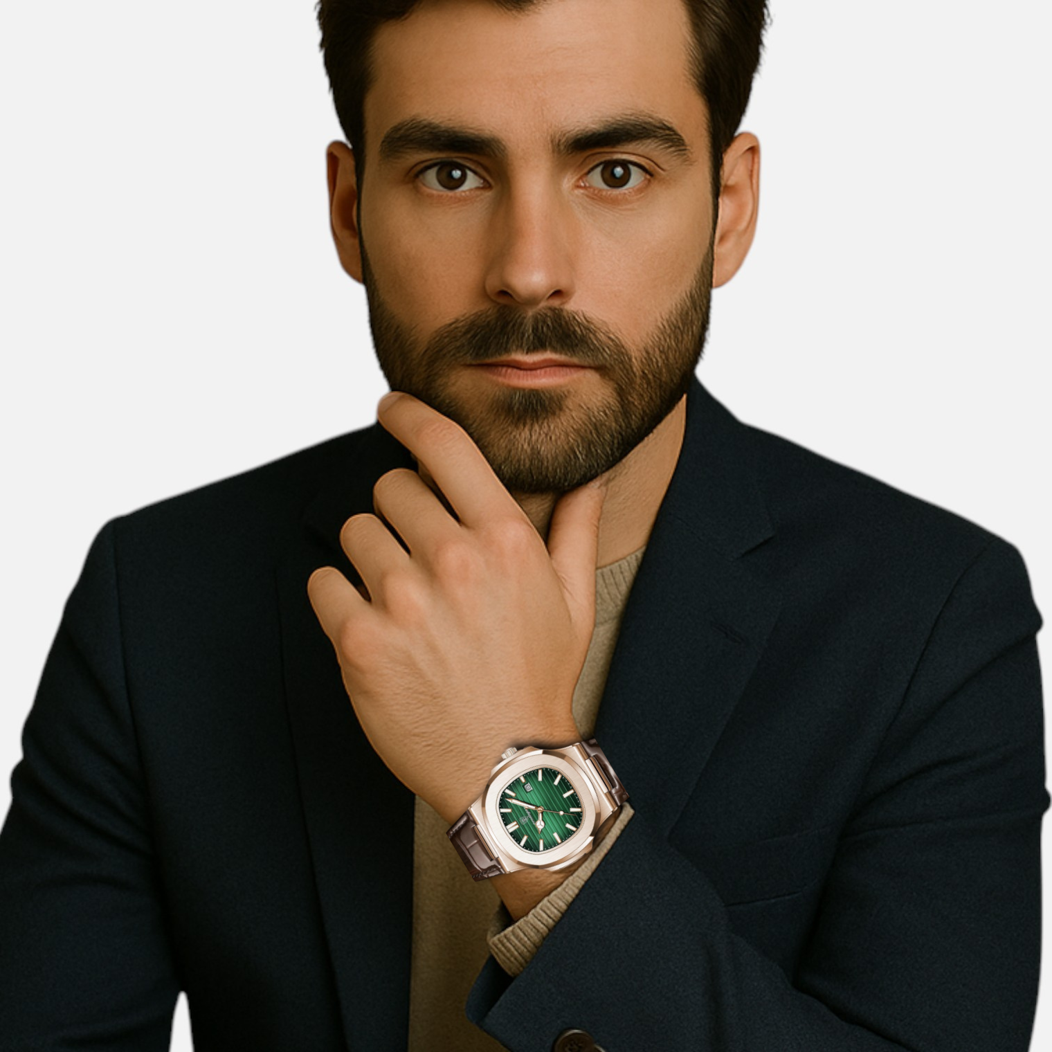 Valcien | Men's Chronograph Leather Watch – Elegant Detailing, Adjustable Strap