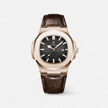 Valcien | Men's Chronograph Leather Watch – Elegant Detailing, Adjustable Strap