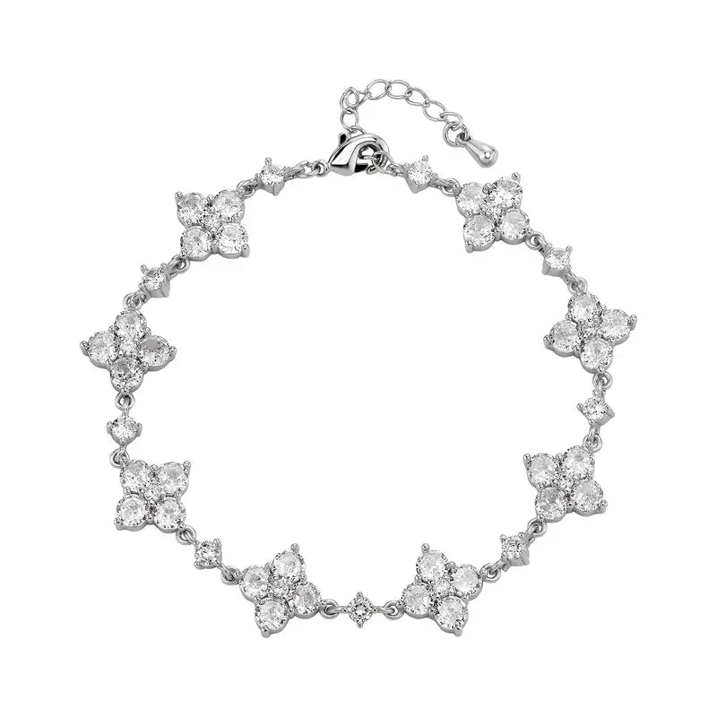Valcien | 12mm Iced-Out Lucky Star Infinity Bracelet – Green Pink Black CZ Hip Hop Chain for Men